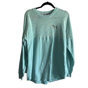 Pink Victorias’s Secret Women SZ S Mint Green Long Sleeve Large Back Graphic Top
